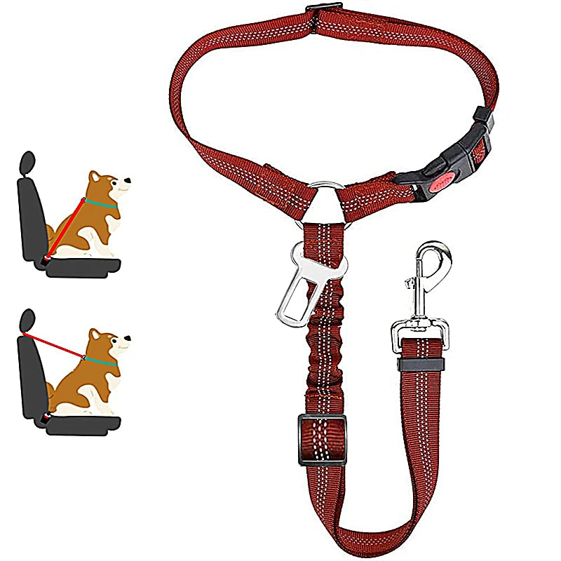 Solid Two-in-One Pet Car Seat Belt Harness Leash Adjustable