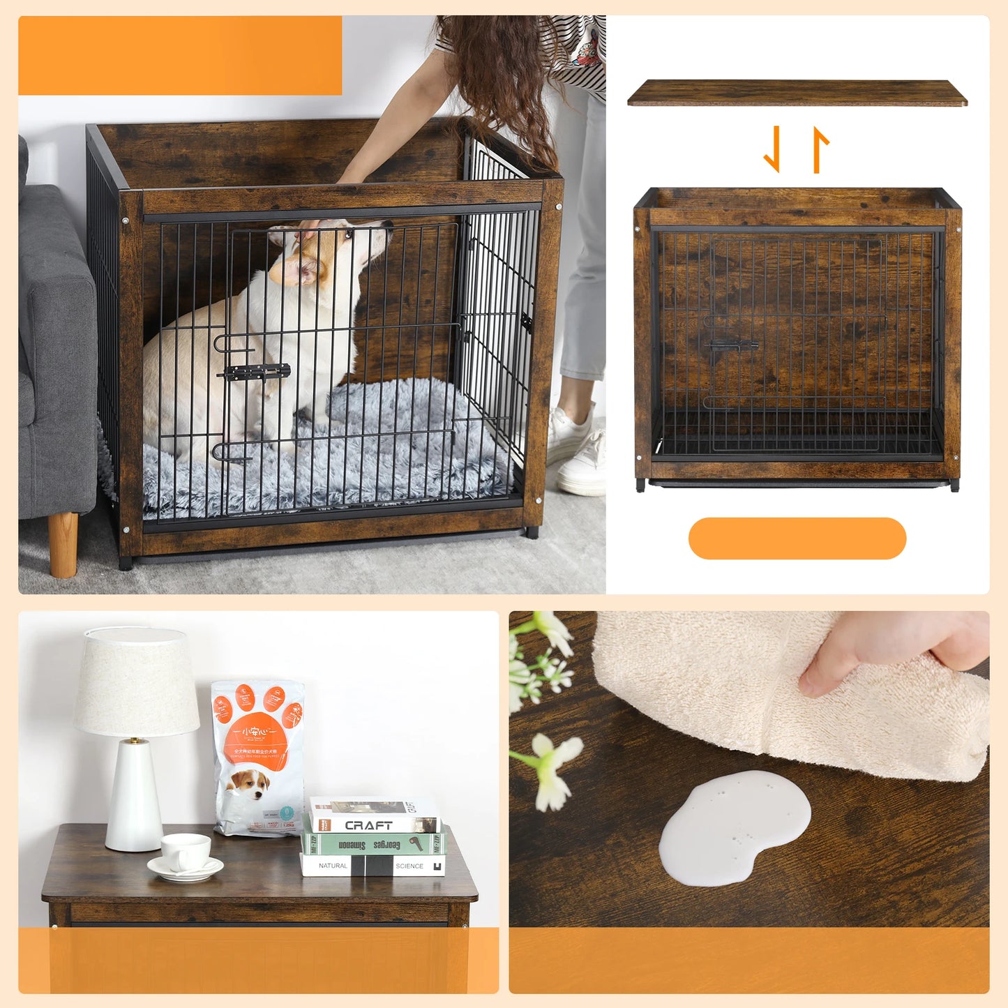 Wooden Dog Crate End Table For Medium To Large Dogs