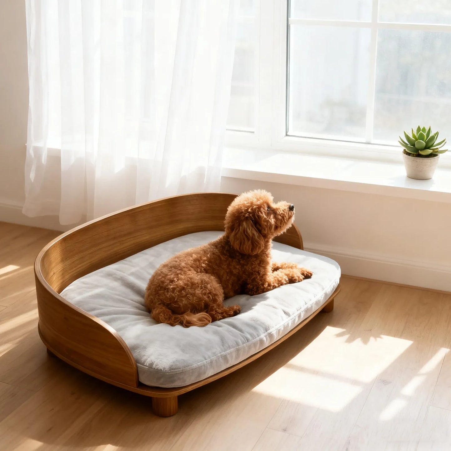Borwart Elevated Wood Dog Sofa Bed With Removable Cushion