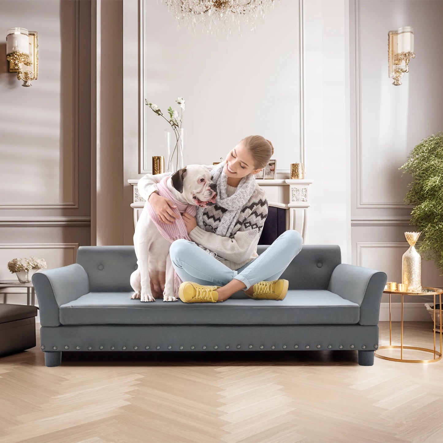 Borwart Heavy Duty Pet Sofa Bed Cushioned Raised Dog Couch