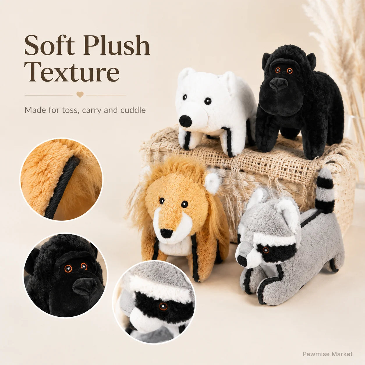 Plush Squeaky Dogs and Cats Toys Set for Anxiety Relief