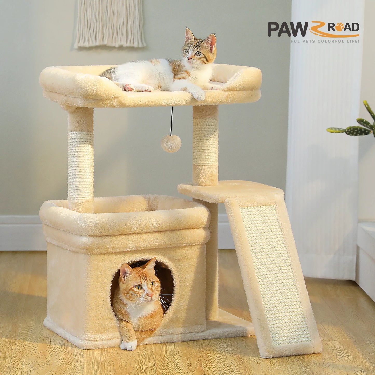 PAWZ Road Three-Tier Cat Tree With Sisal Scratching Posts