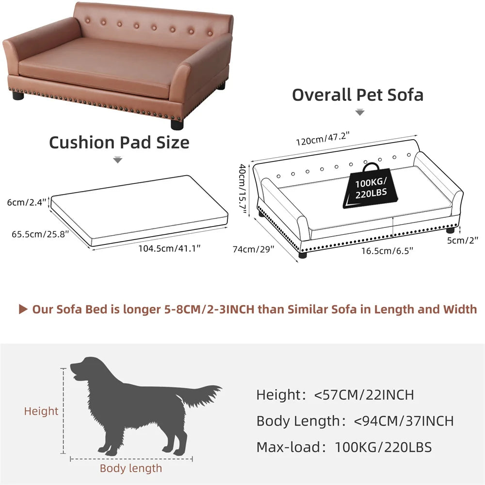 Borwart Heavy Duty Pet Sofa Bed Cushioned Raised Dog Couch