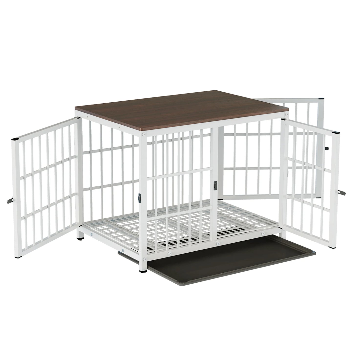 BINGOPAW Furniture Style Dog Crate End Table With Three Doors And Removable Tray