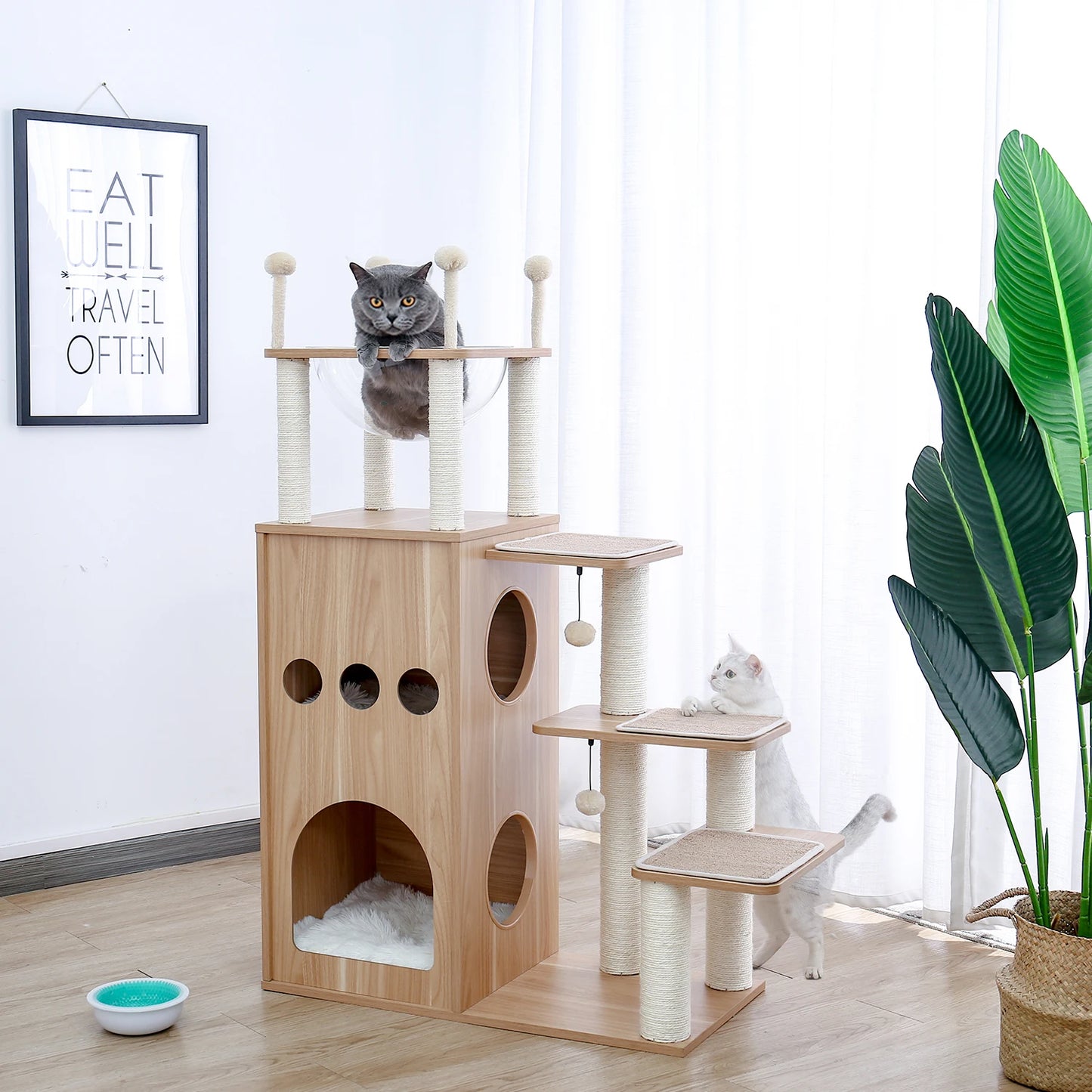 PAWZ Ro Multi Level Cat Tree Wood Tower Scratching Posts