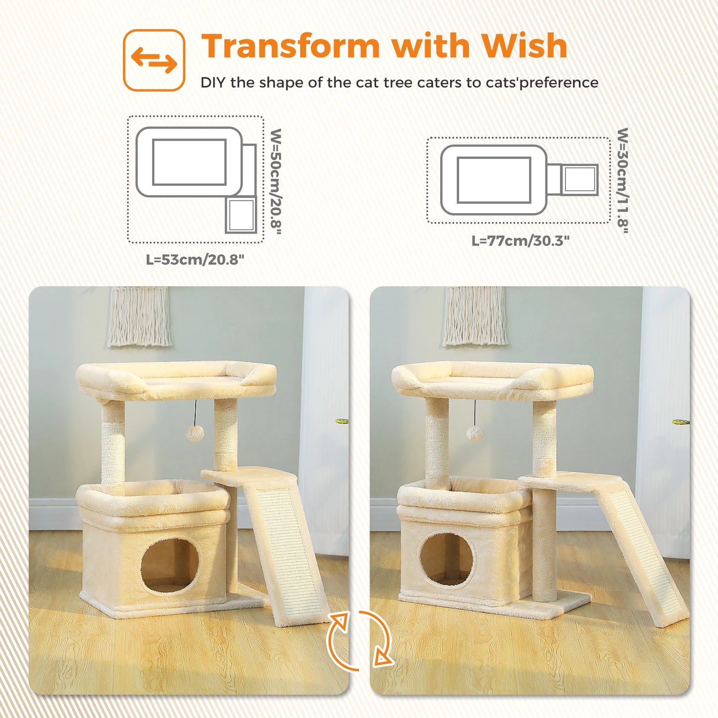 PAWZ Road Three-Tier Cat Tree With Sisal Scratching Posts