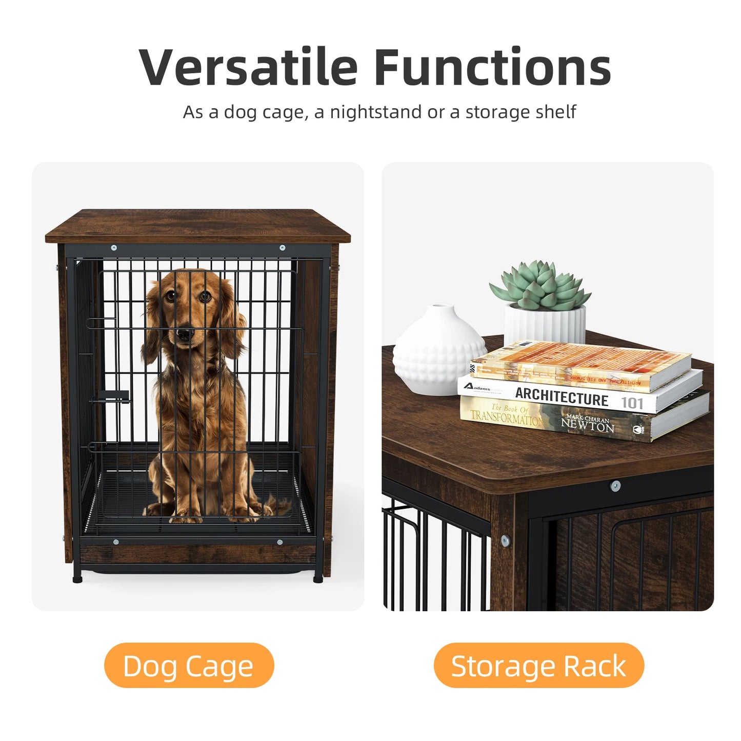 BINGOPAW Pet Cage Kennel With Double Doors And Removable Tray