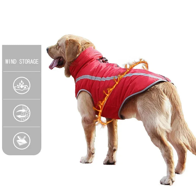 Waterproof Winter Dog Coat For Large Dogs Reflective Padded Fleece