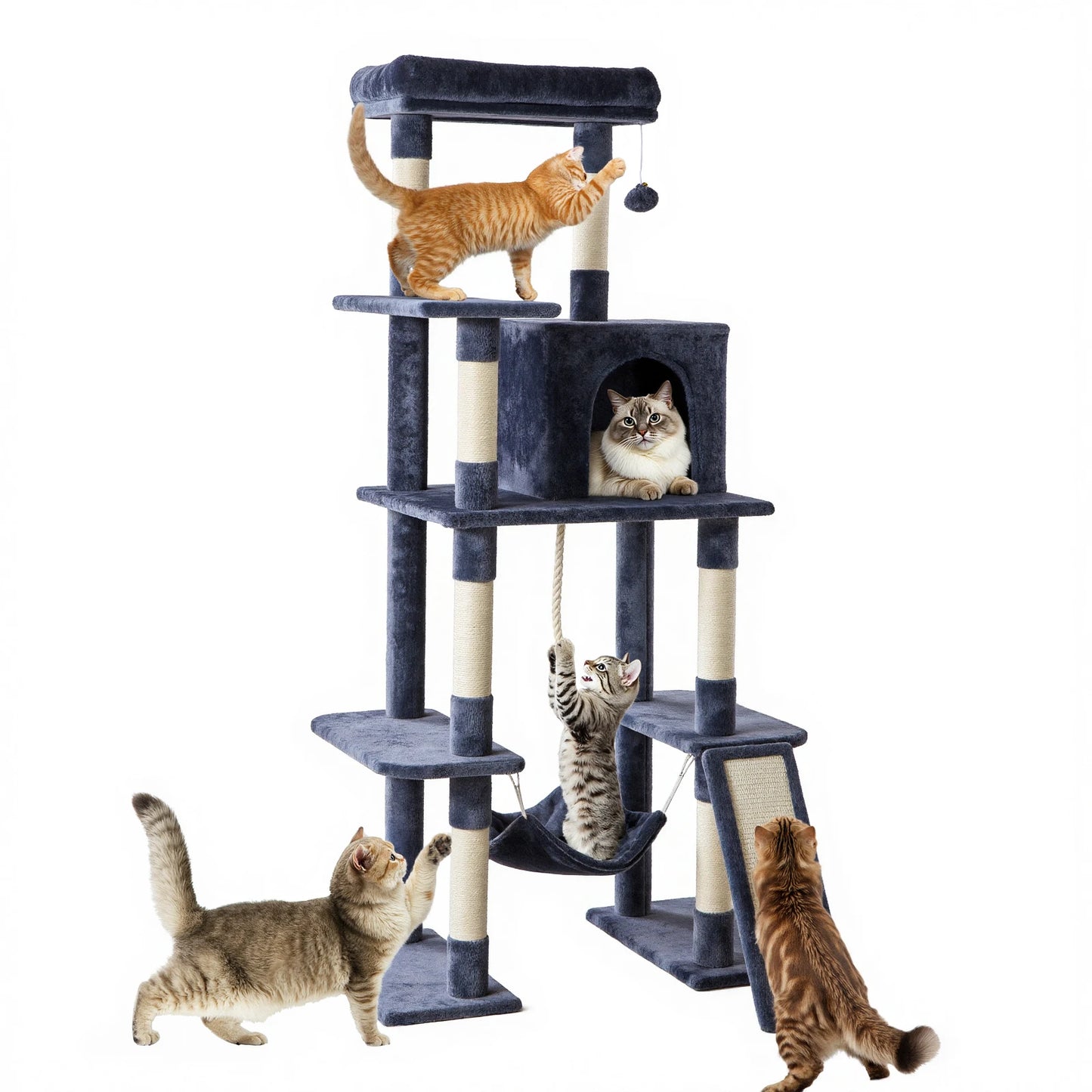 JHK Cat Tree Tall Multi-Cat Climbing Tower Indoor Cat