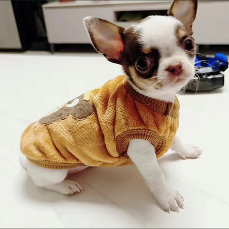 Cute Print Tea Cup Dog Sweater Winter Fleece Coat For Dogs