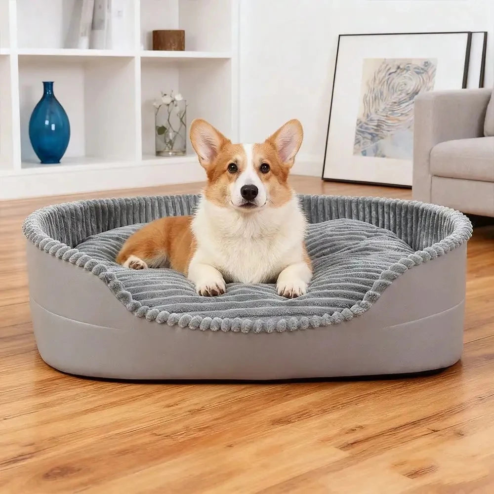 Machine-Washable Soft Cozy Pet Bed With Warm Mat For Pets