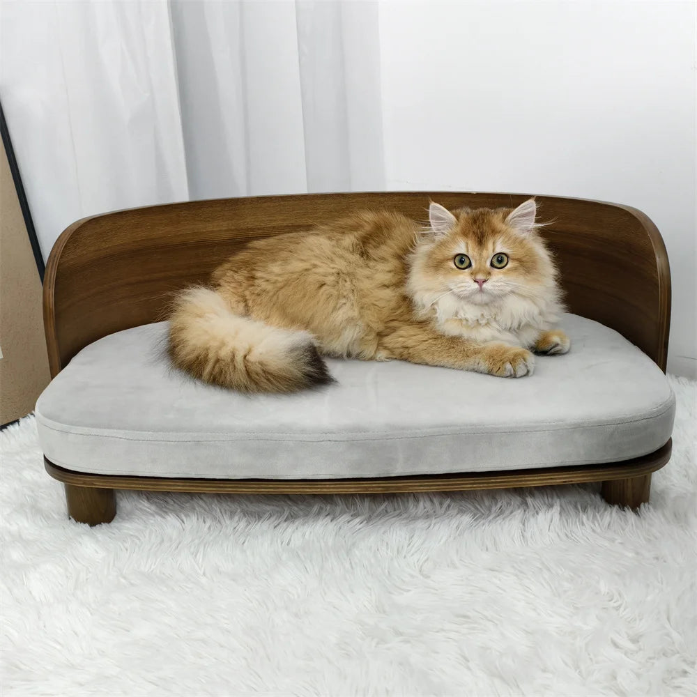 Borwart Elevated Wood Dog Sofa Bed With Removable Cushion
