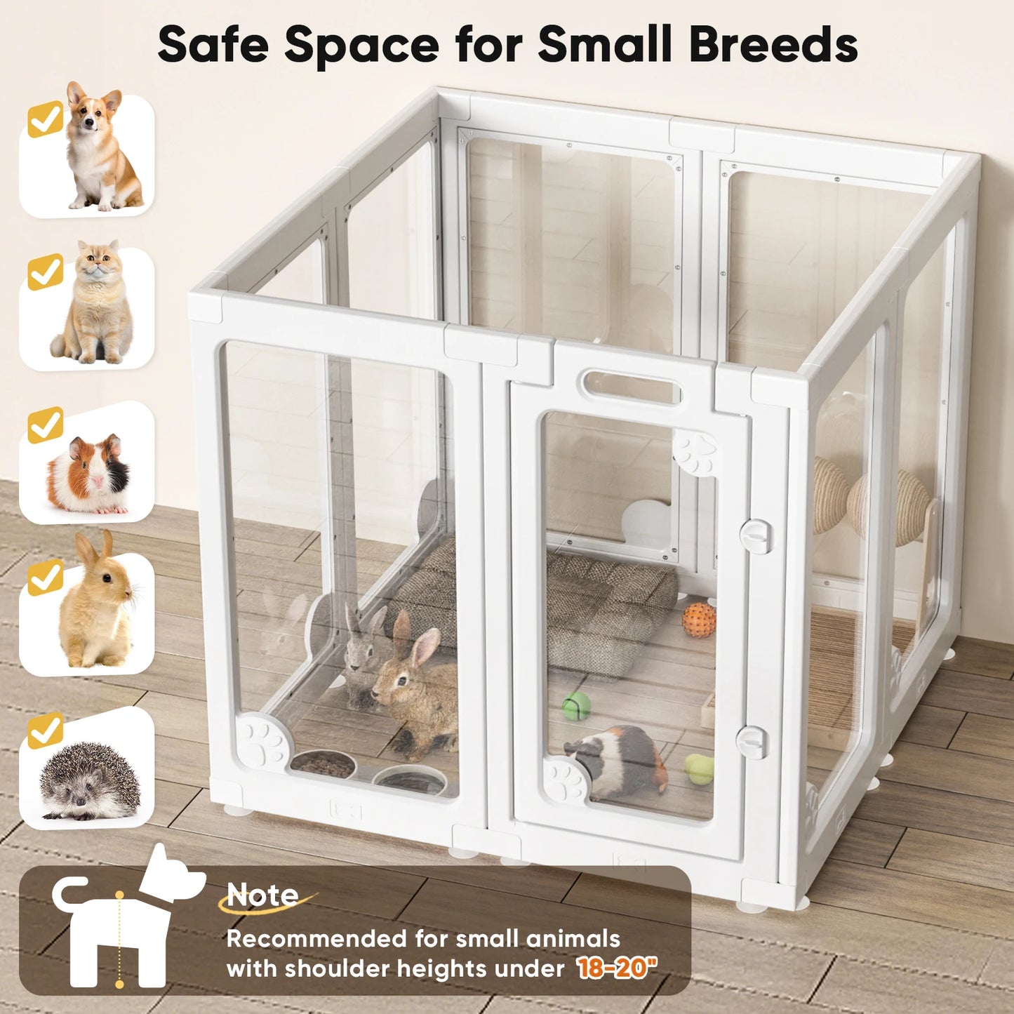 Jetting Acrylic Dog Play Pen For Small Dogs With Door
