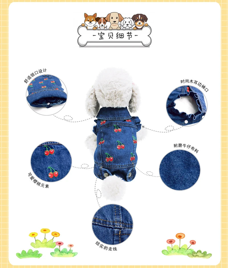 Dog Jeans Jacket Denim Coat For Small To Medium Dogs