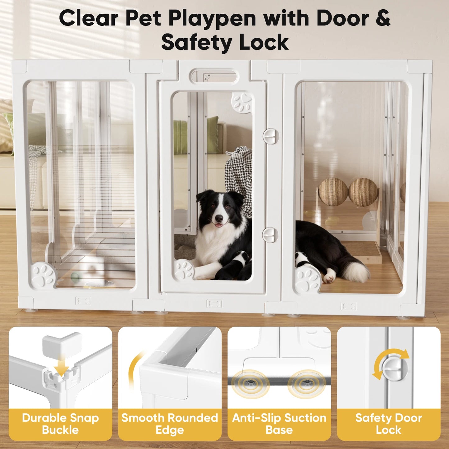 Jetting Acrylic Dog Play Pen For Small Dogs With Door