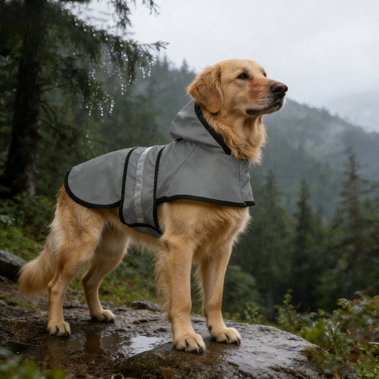 Durable Polyester Dog Raincoat With Hood For Rainy Season