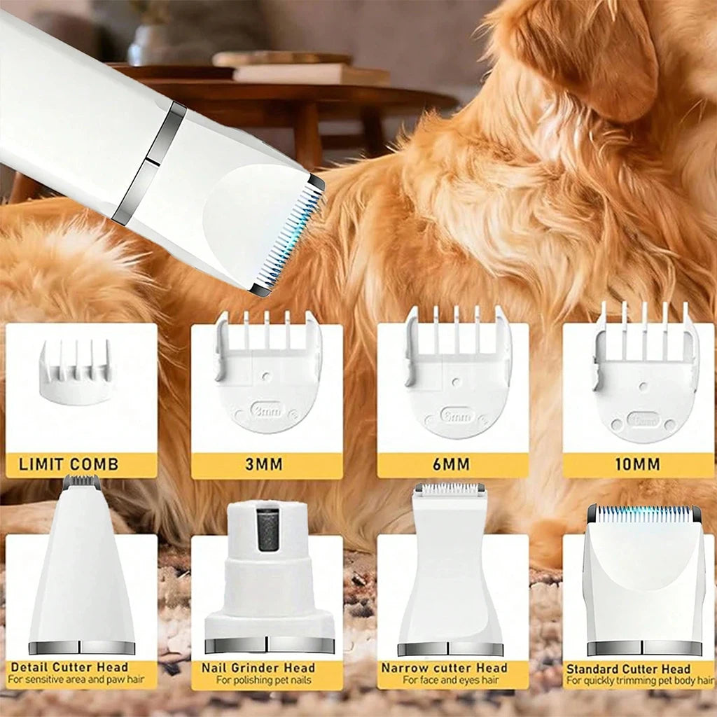 Shuyu 4-in-1 Pet Hair Clipper Cordless Rechargeable Grooming Kit