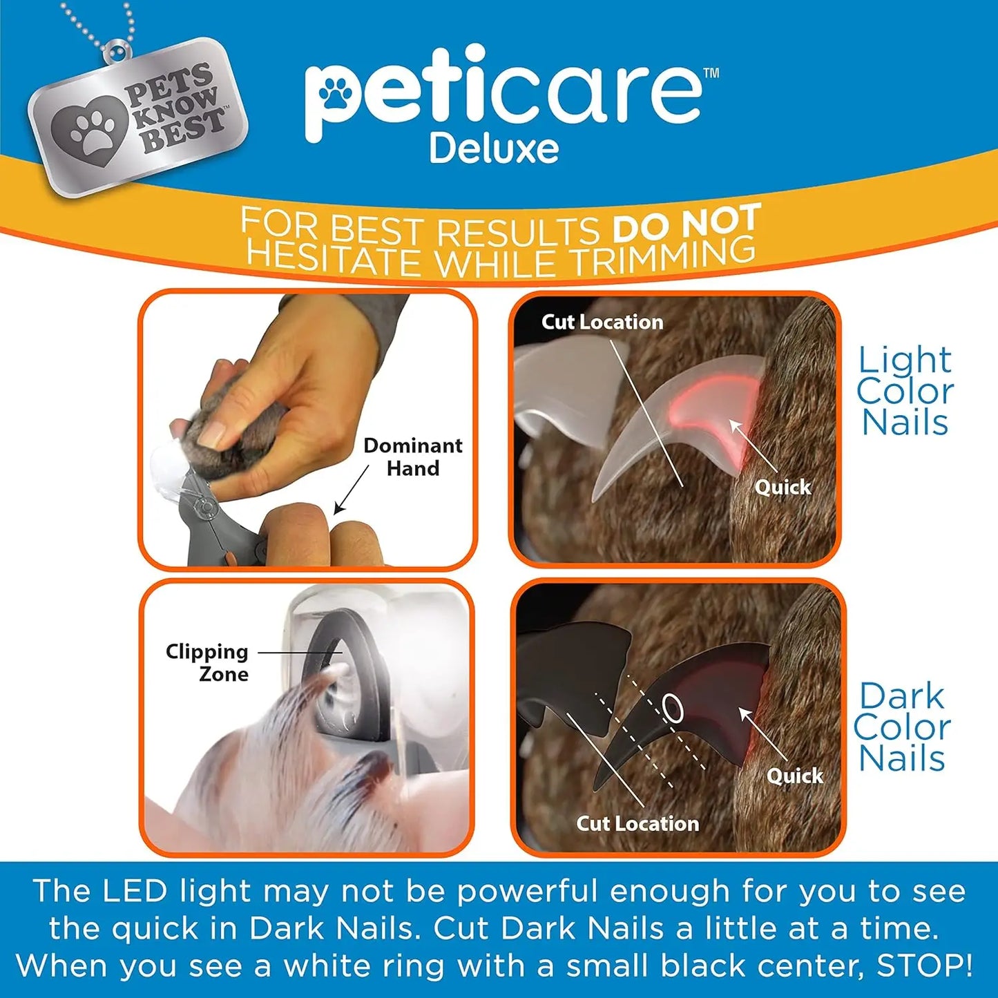 LED Illuminated 5X Magnification Pet Nail Clippers Stainless Steel
