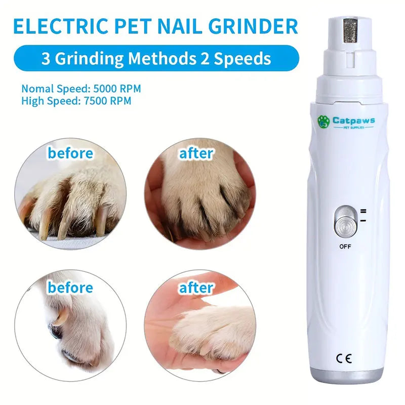 Two-Speed Dog Nail Grinder With Three-Port USB Rechargeable Trimmer