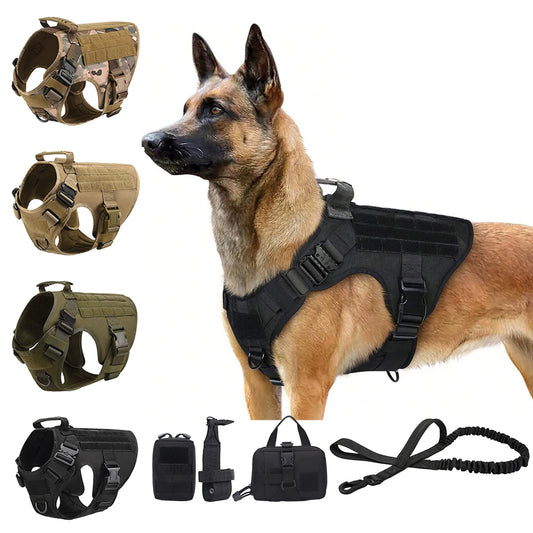 Tactical Dog Harness With Molle Pouches For German Shepherds