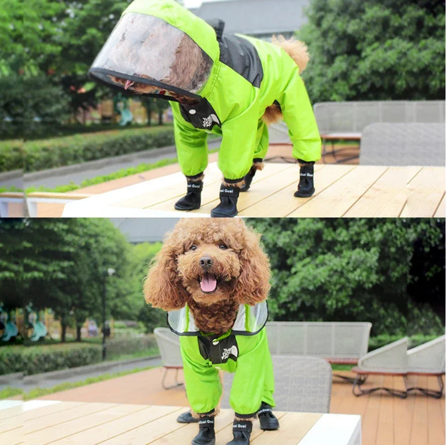 Transparent Hooded Dog Raincoat Waterproof Jacket For Pets