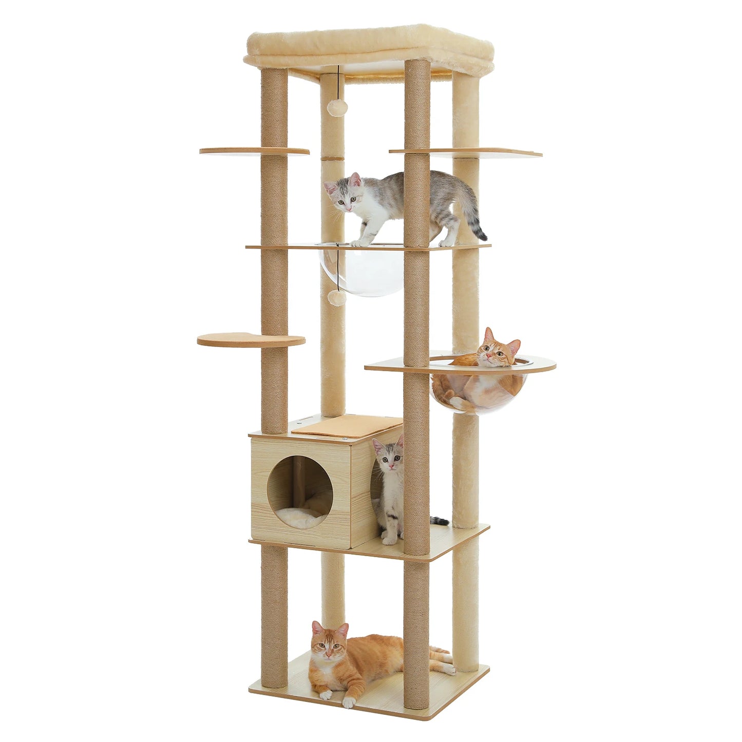 PAWZ Ro Multi Level Cat Tree Wood Tower Scratching Posts