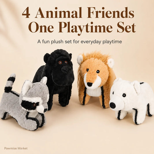 Plush Squeaky Dogs and Cats Toys Set for Anxiety Relief