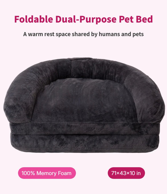 Dual Use Pet Bed Foldable Cuddler For Owners And Pets