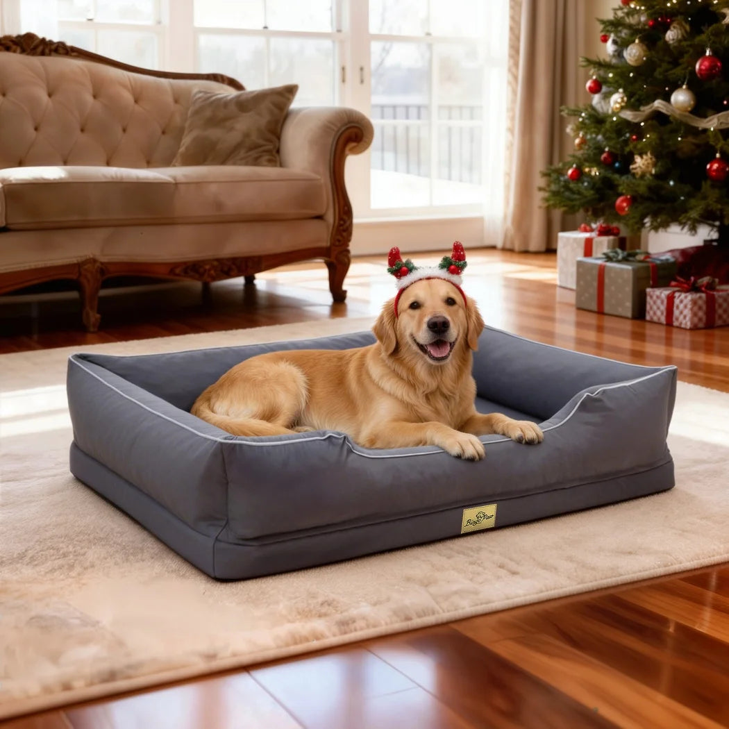 BORWART Orthopedic Dog Bed With Bolster Sides And Washable Cover