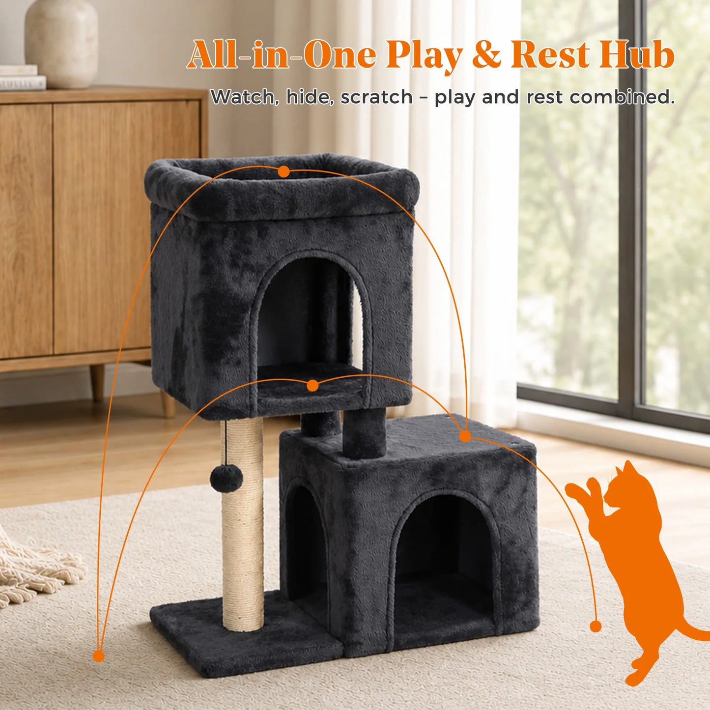 PAWZ Road Cat Tree With Condos And Sisal Scratching Post