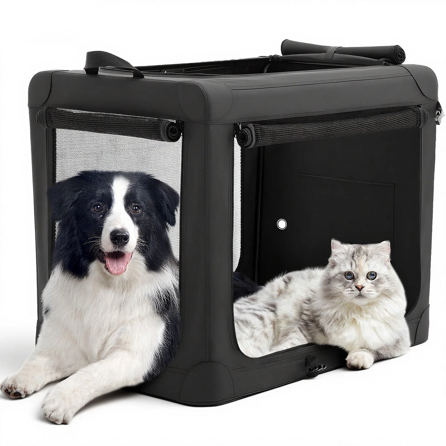 JHK Foldable Soft Dog Crate With Three Doors Indoor Use