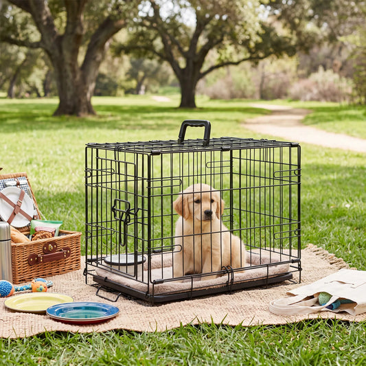 JHK Single Door Dog Crate With Secure Lock Metal Kennel