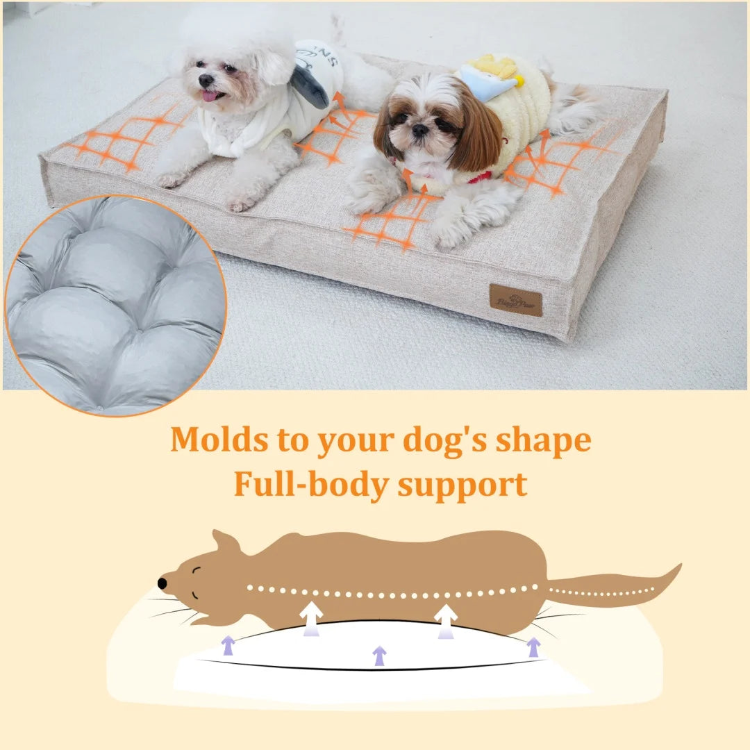 Bingopaw Dog Bed With Linen Cover Foam Base Waterproof Lining