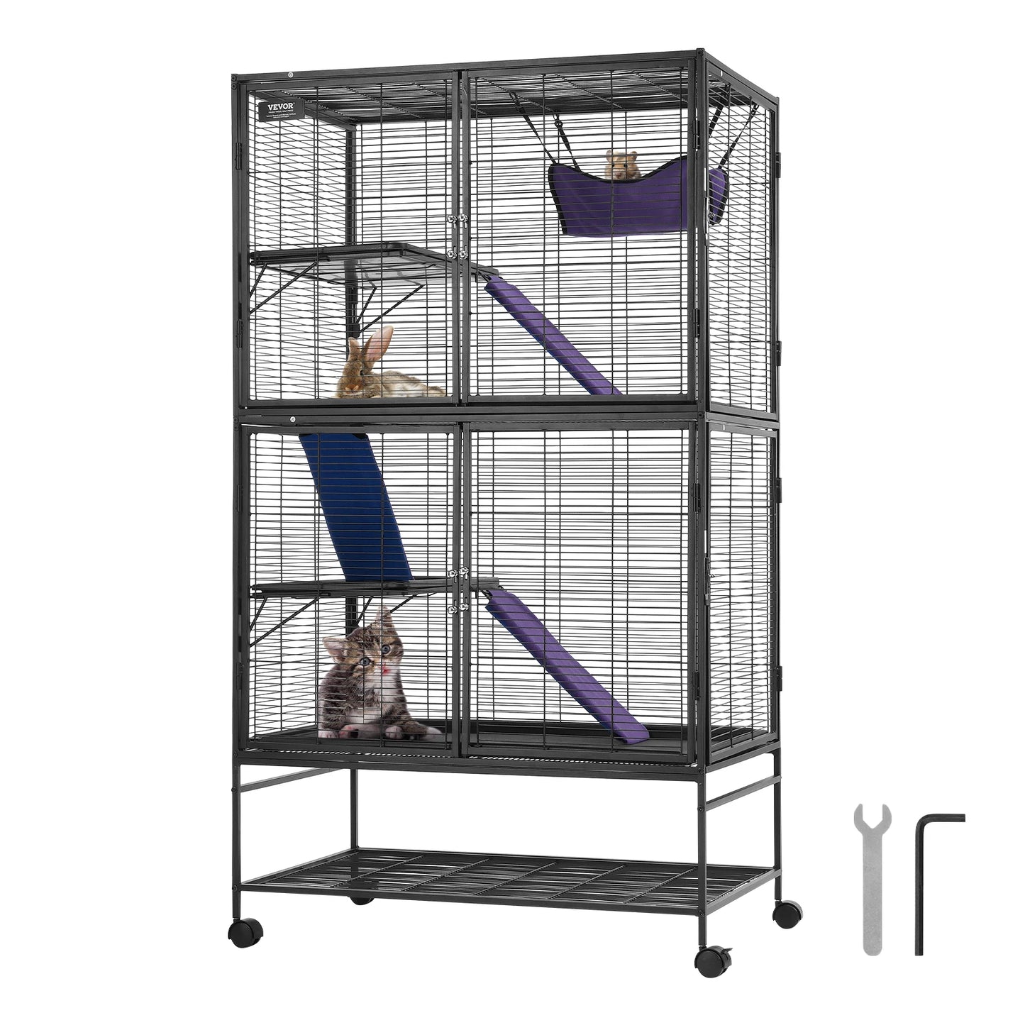 SucceBuy Rolling Metal Ferret Cage Four-Tier Critter Nation Cage