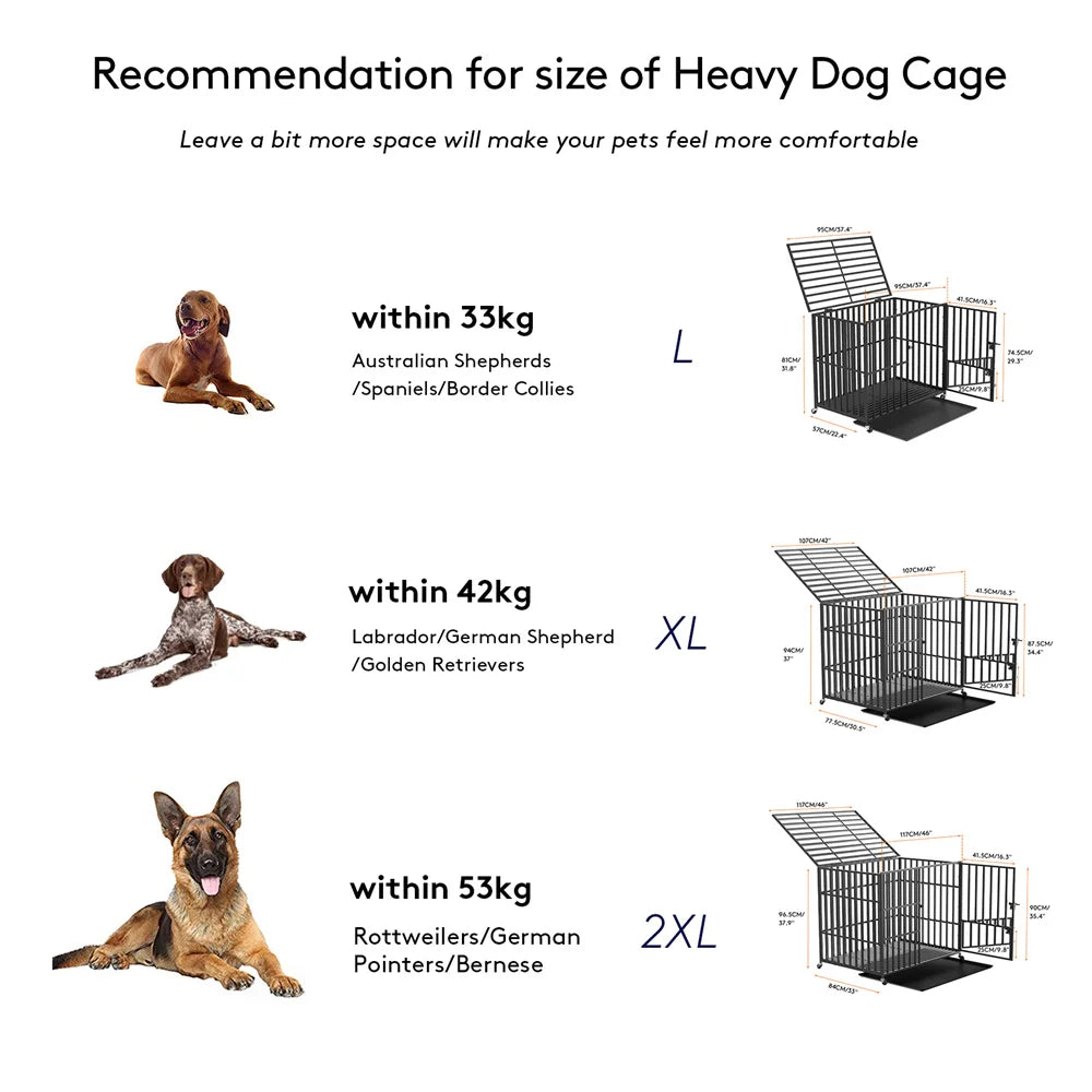BORWART Heavy Duty Dog Crate Tear Resistant Square Tube Kennel Lockable Wheels