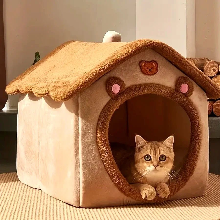 Foldable Pet House Removable Washable Cat And Small Dog Bed