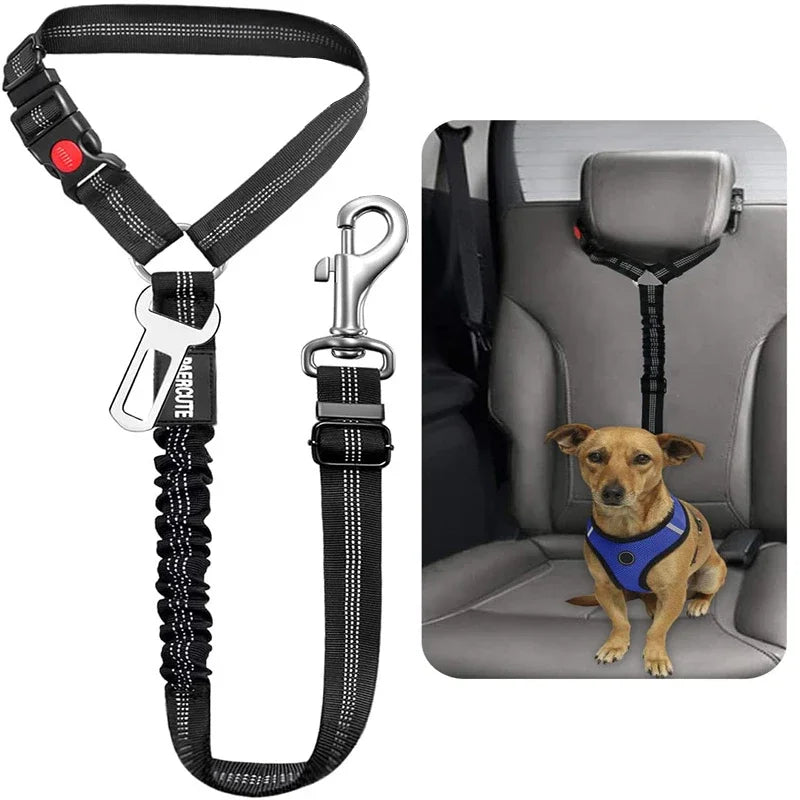 Solid Two-in-One Pet Car Seat Belt Harness Leash Adjustable