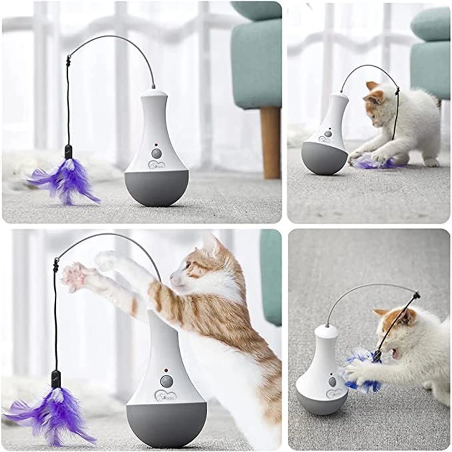 Cat Interactive Feather Teaser Kitten Toy For Indoor Play