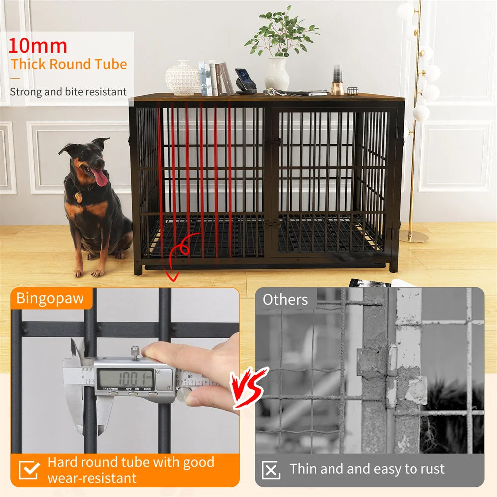 BORWART Heavy Duty Wooden Dog Crate End Table With Doors
