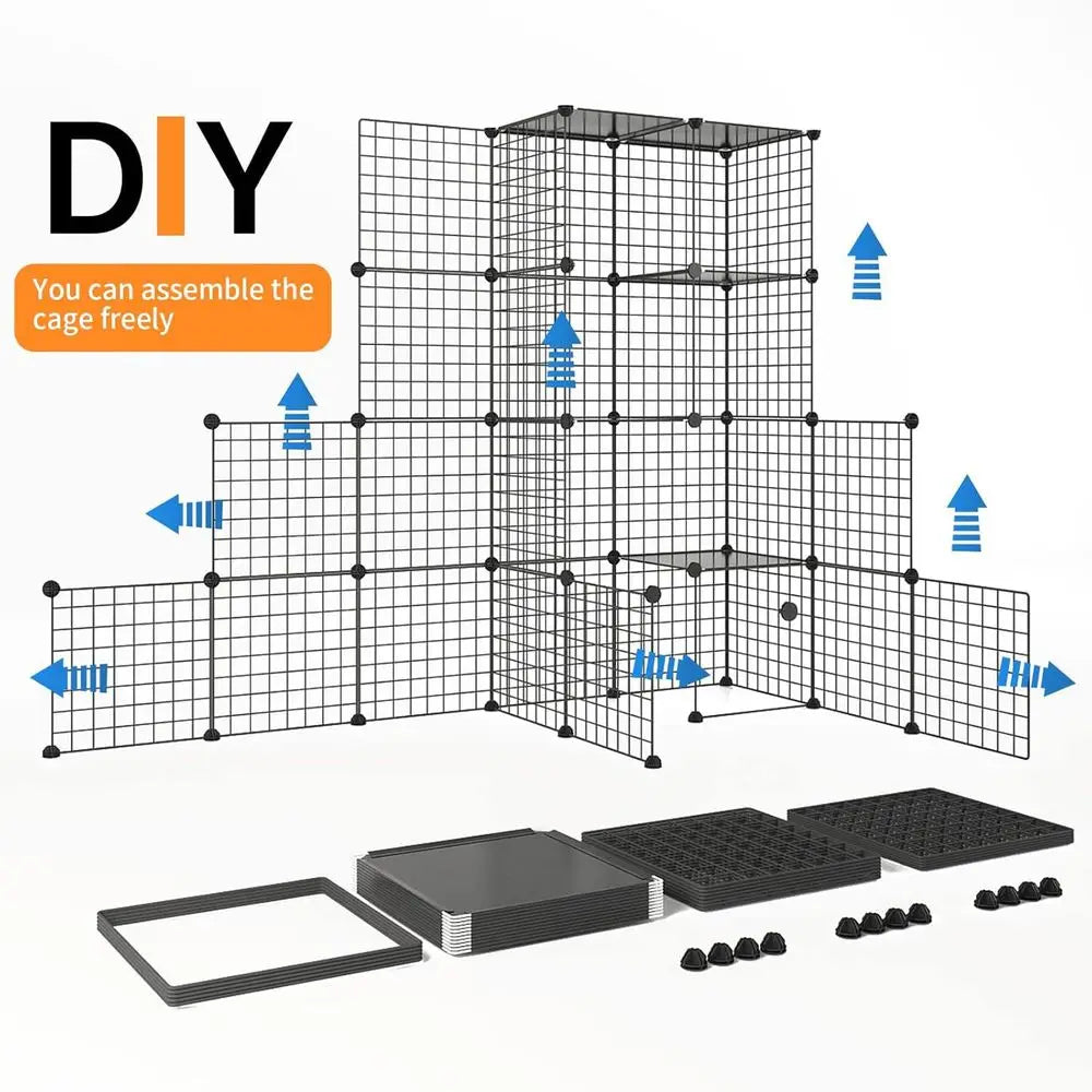 5 Tier Cat Playpen Cage With Detachable Metal Wire Kennels