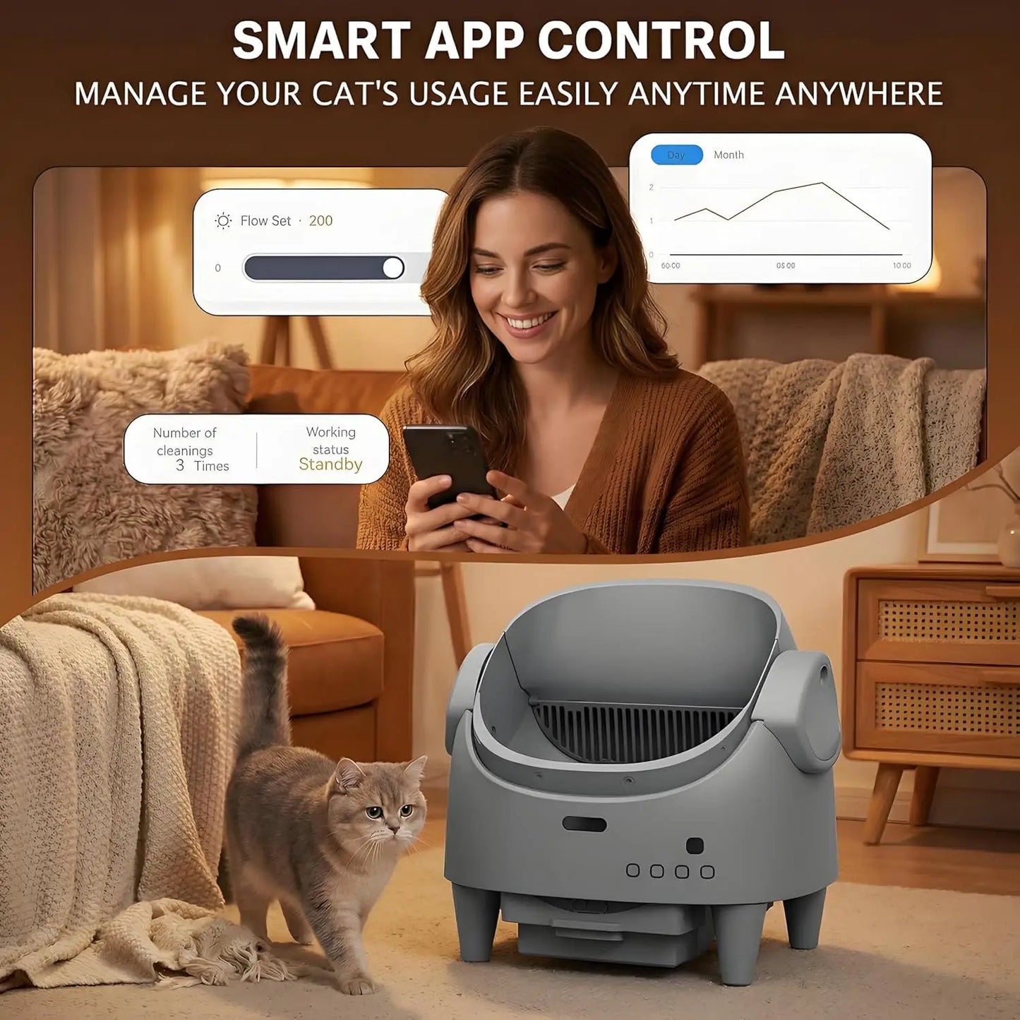 HiMISS 8L Self-Cleaning Smart Cat Litter Box With WiFi