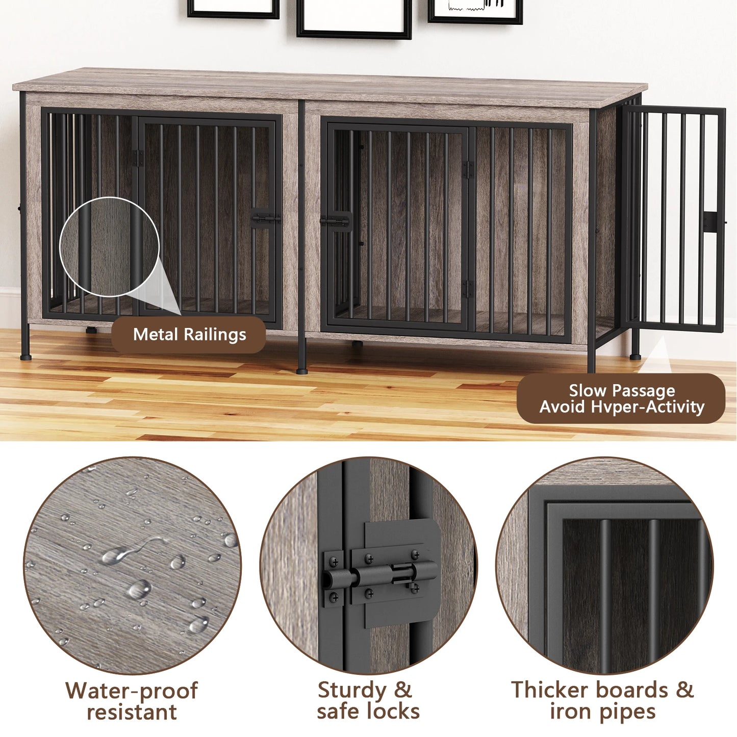 Heavy Duty Dog Crate Furniture Kennel Table and Tv Stand