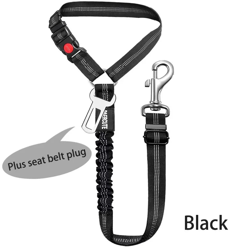 Solid Two-in-One Pet Car Seat Belt Harness Leash Adjustable