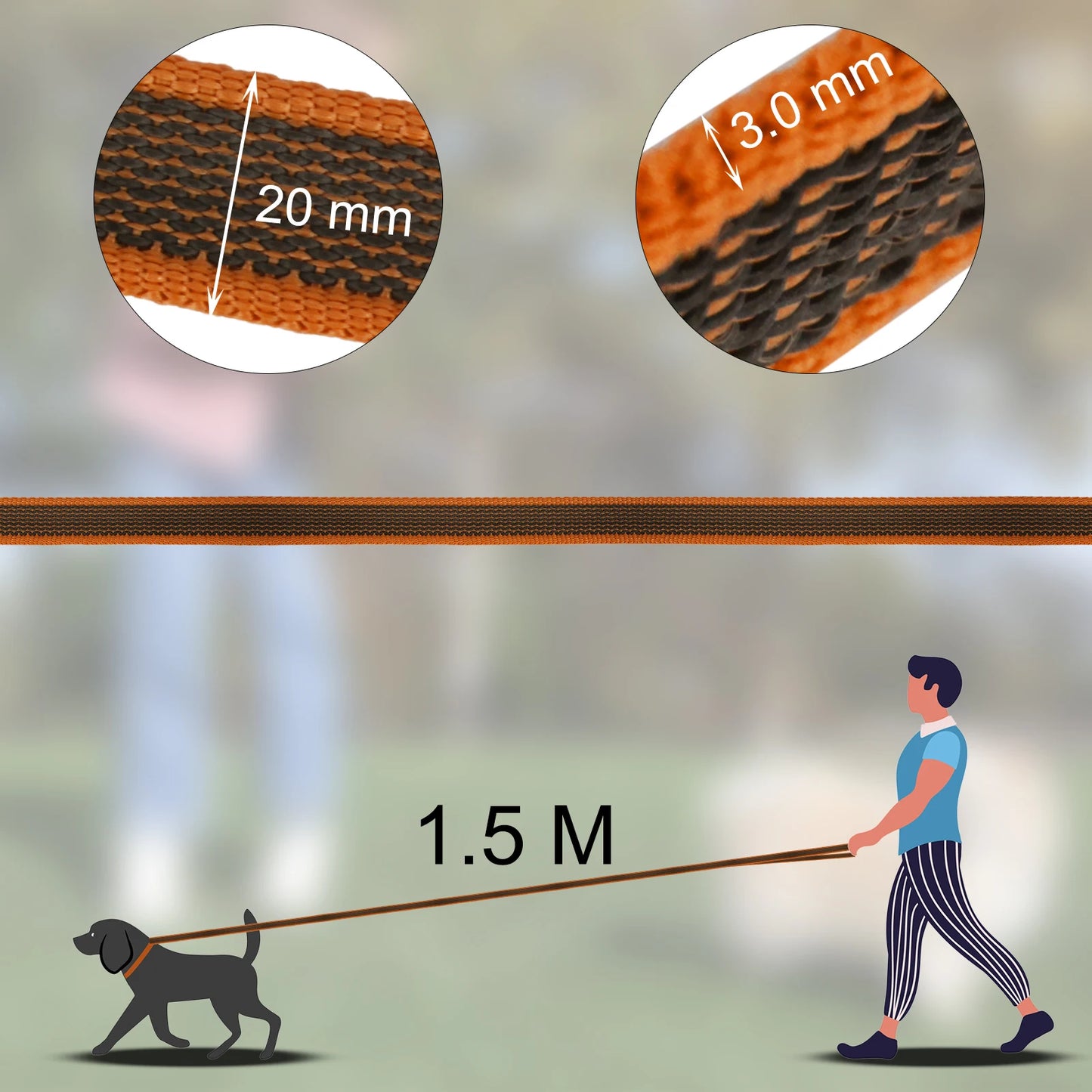 Fiber Dog Leash For Training Easy Walk Durable Portable