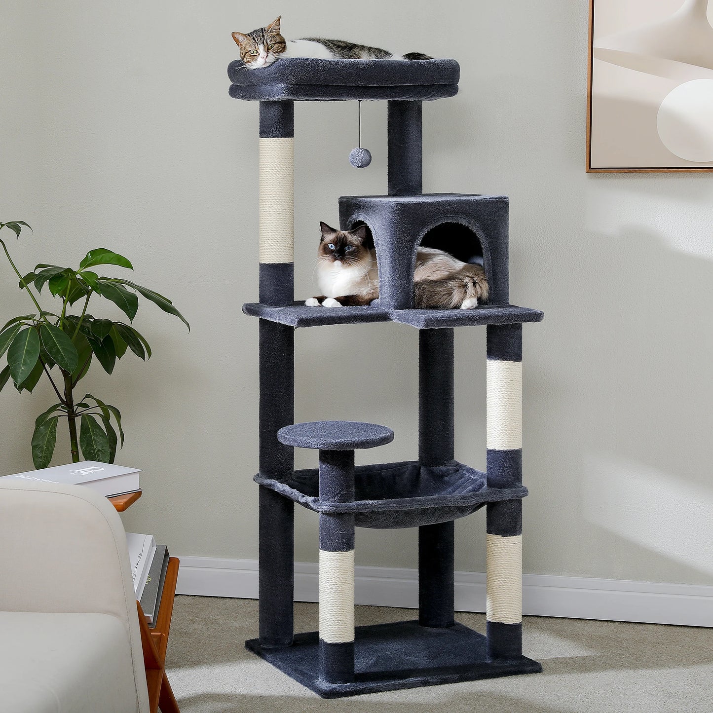 PAWZ Road 5 Level Cat Tree Indoor Large Cat Tower With Hammock