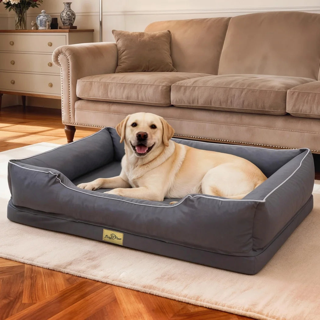 BORWART Orthopedic Dog Bed With Bolster Sides And Washable Cover