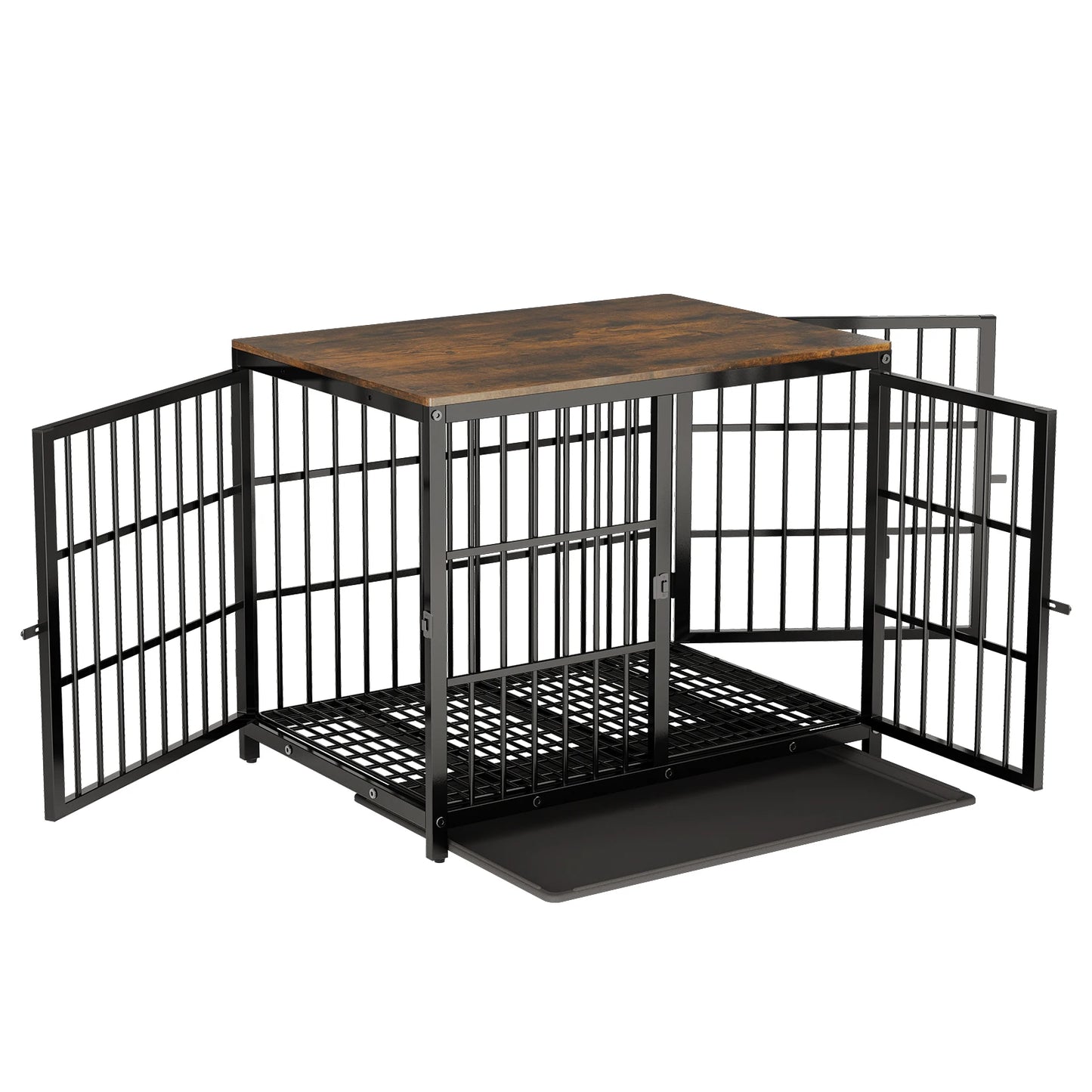 Bingopaw Heavy Duty Dog Kennel Steel Wooden End Table Crate