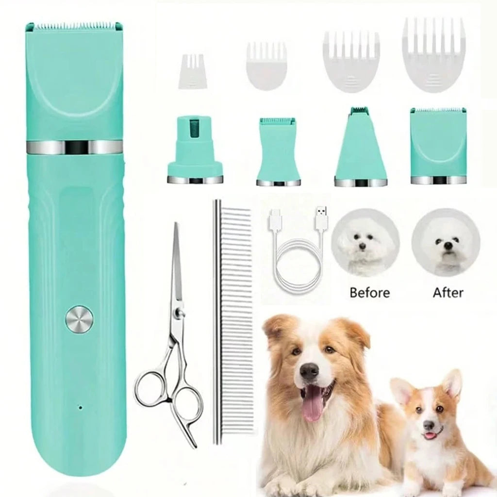 Shuyu 4-in-1 Pet Hair Clipper Cordless Rechargeable Grooming Kit