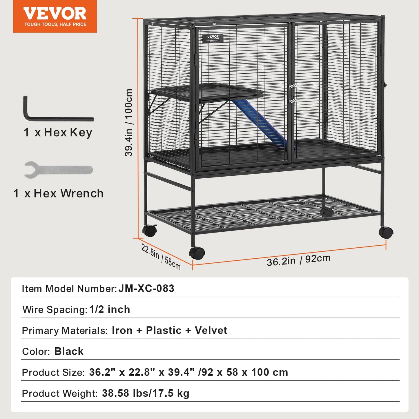 SucceBuy Rolling Metal Ferret Cage Four-Tier Critter Nation Cage