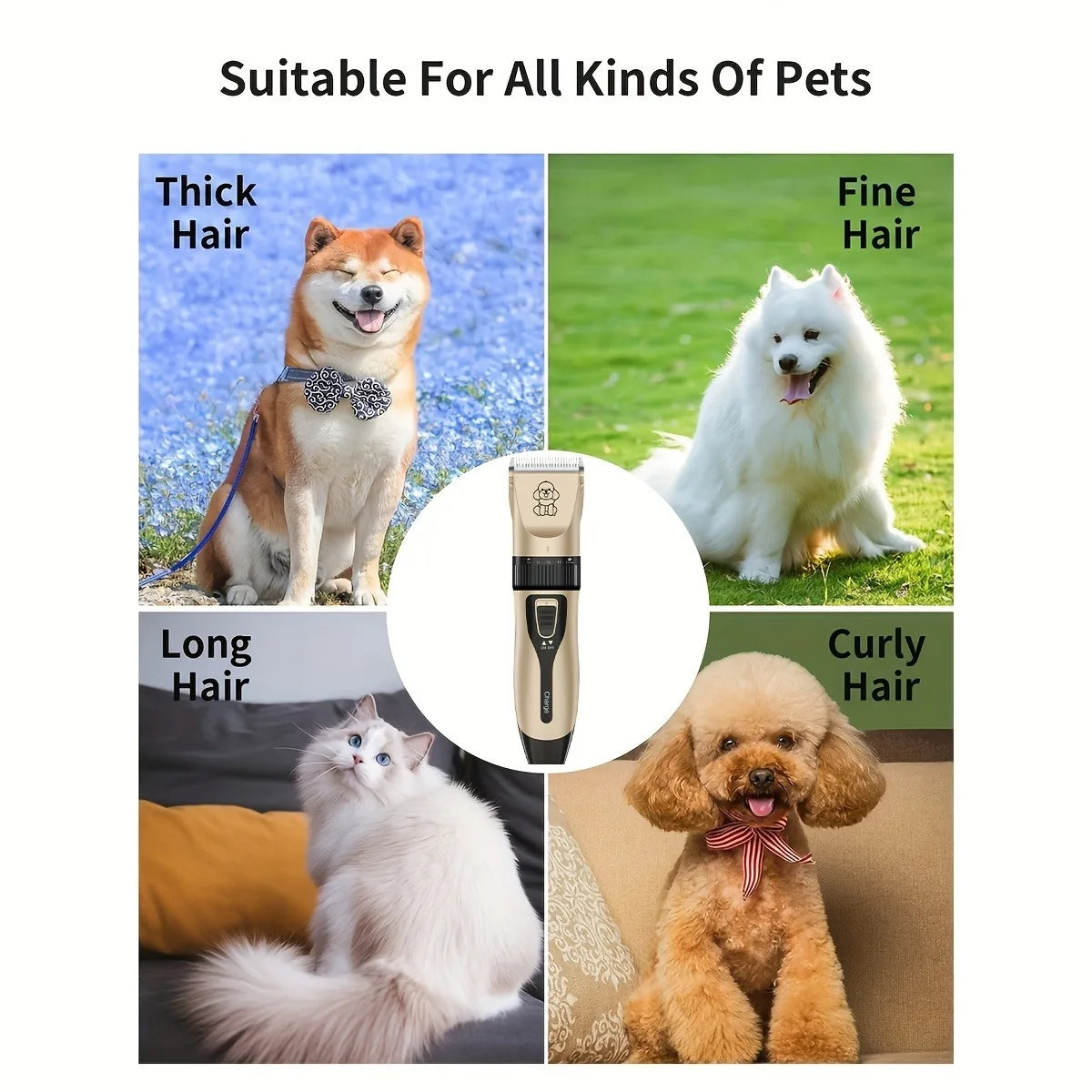 YUKU USB Rechargeable Pet Grooming Kit Cordless Trimmer for Dogs and Cats